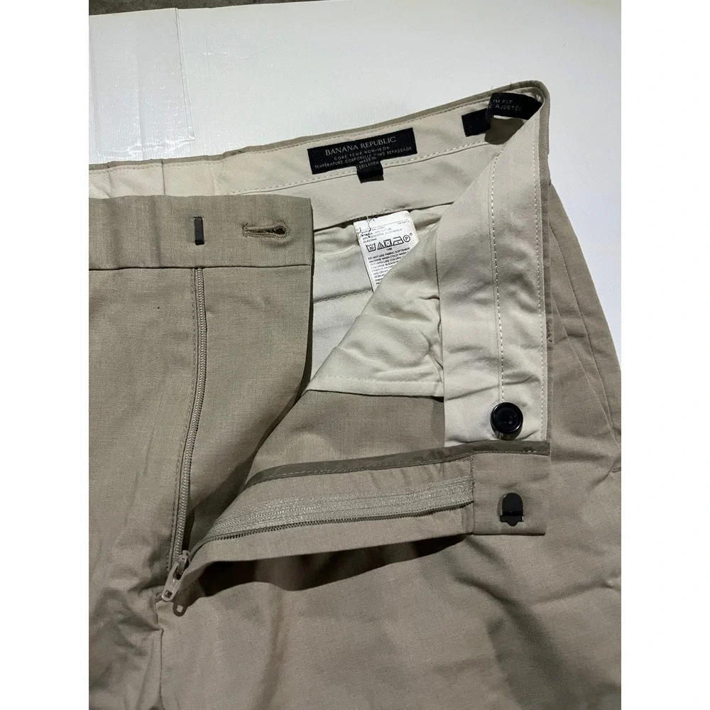 Banana Republic Mens Core Temp Non-Iron Slim Fit Chino Pants Khaki Tan 35x32 NWT